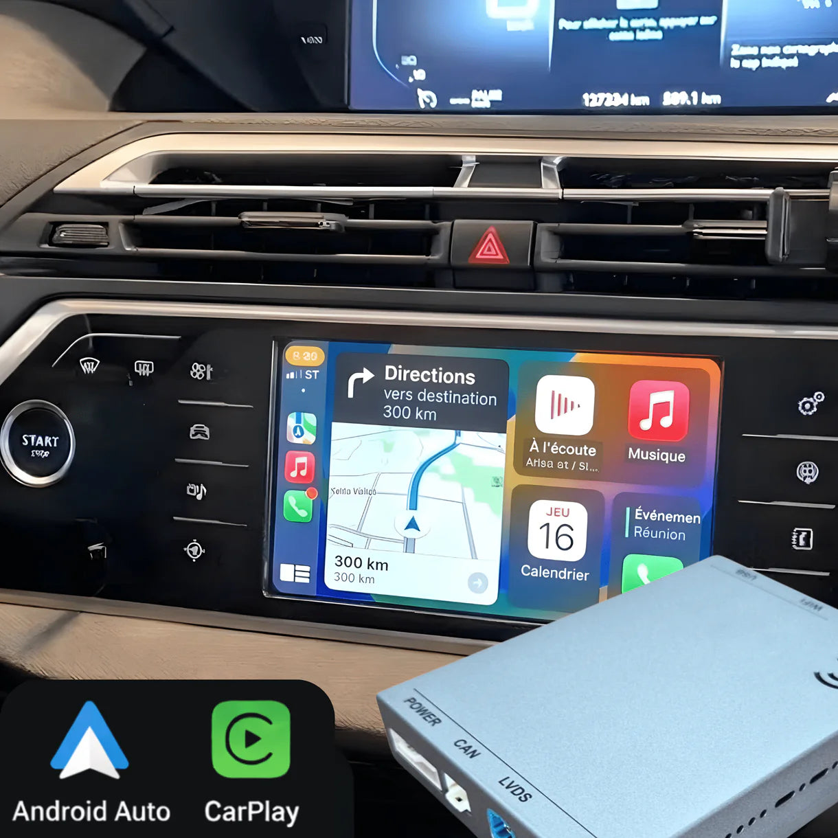 Apple Carplay et Android Auto pour Citroën C4 Picasso II de 2013 à 2016 avec système SMEG/SMEG+
