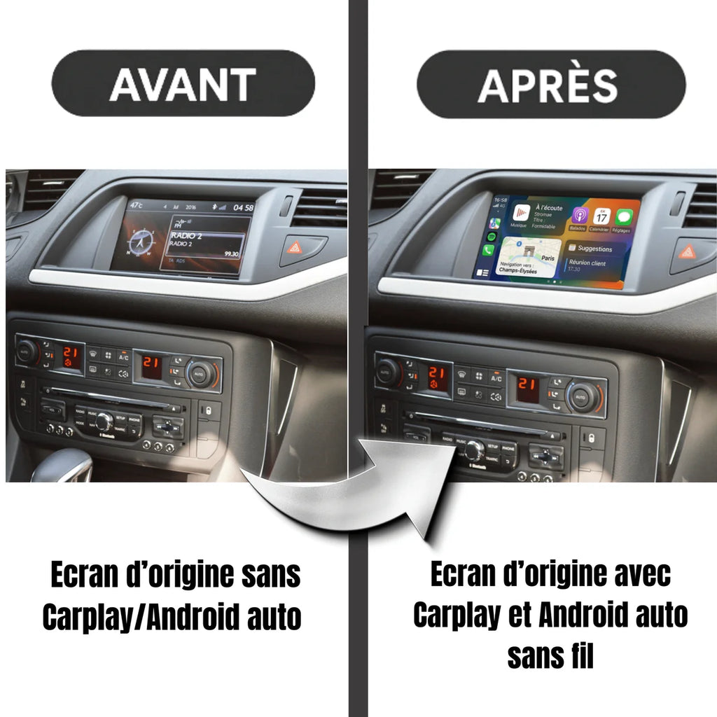 Boîtier CarPlay & Android Auto sans fil Citroën C5 (2008–2017) – Compatible NG4, RNEG, RNEG2