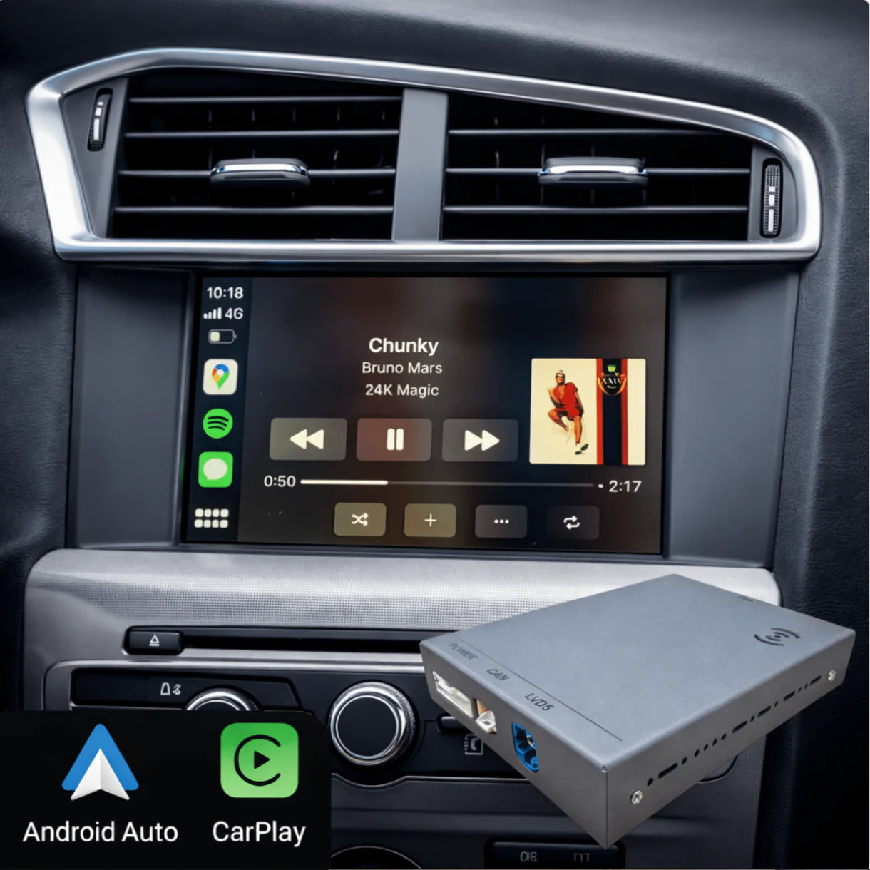 Apple Carplay et Android Auto pour Citroën C4 de 2014 à 2018 avec système SMEG/SMEG+