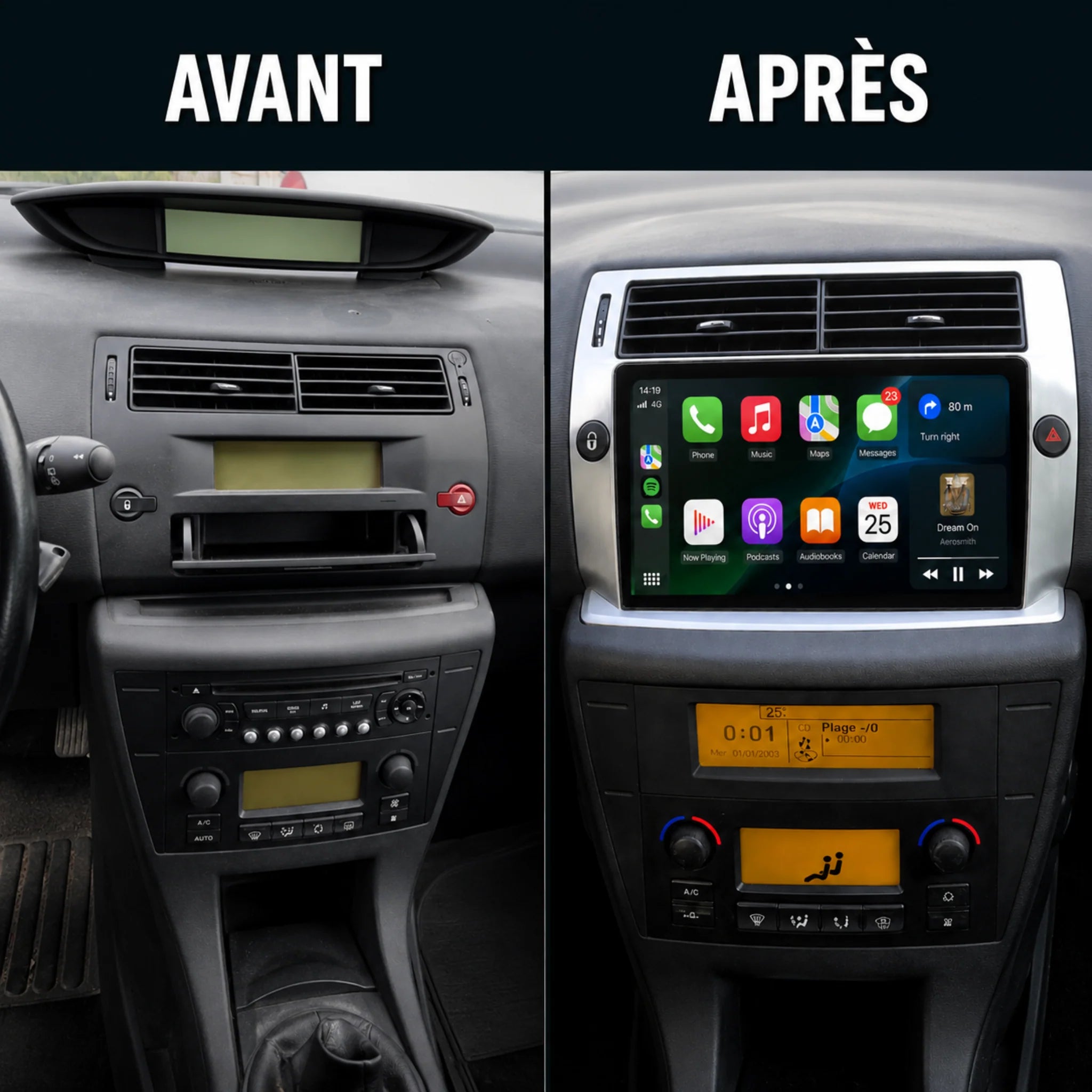 Autoradio GPS Android CITROEN C4 (2004-2010) avec CarPlay & Android Auto sans fil