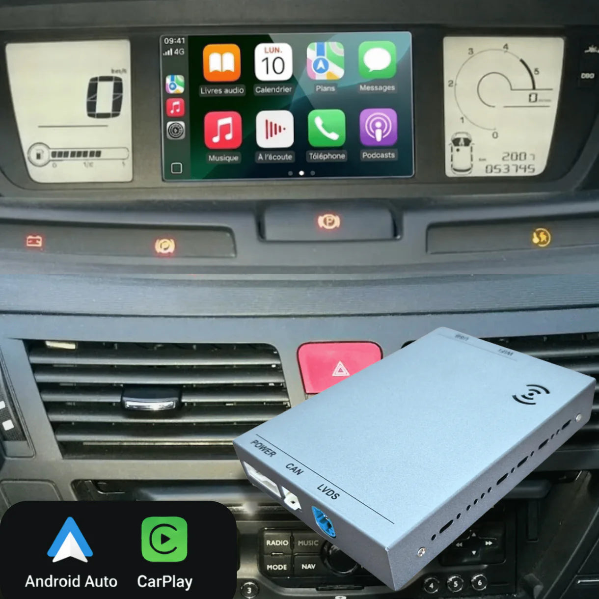 Boîtier CarPlay & Android Auto sans fil Citroën C4 Picasso (2008–2014) – Compatible NG4, RNEG, RNEG2