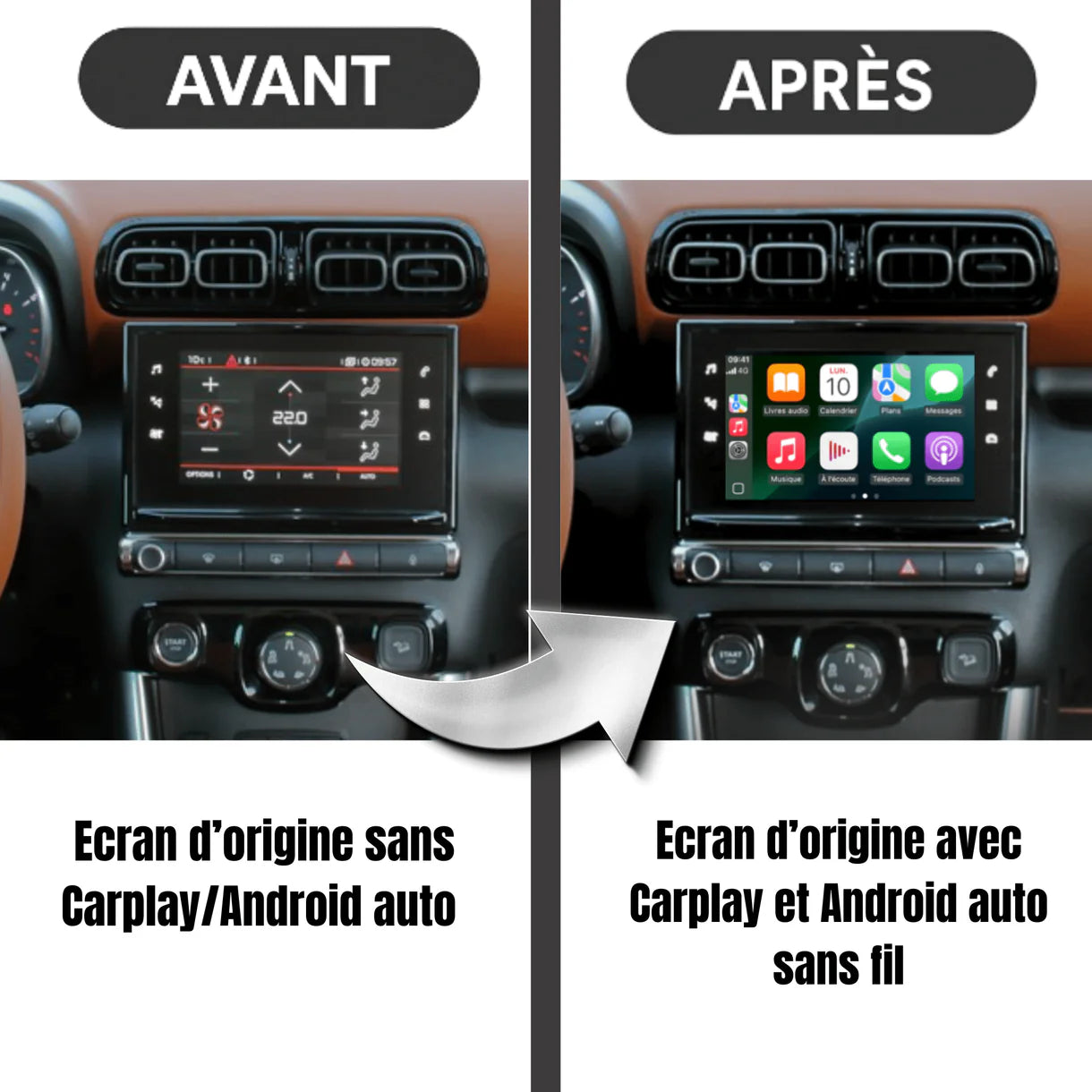 Boitier Carplay et Android Auto pour Citroën C3 à partir de 2017