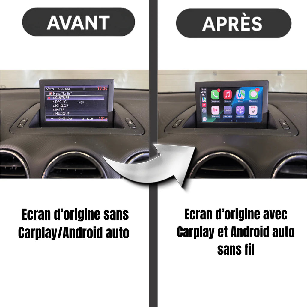 Boîtier CarPlay & Android Auto sans fil Peugeot 308 (2008–2014) – Compatible NG4, RNEG, RNEG2